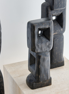 印度进口黑色实木抽象异形摆件