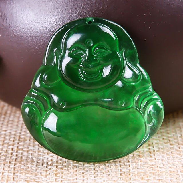 Myanmar Aa jade ice jade Buddha female model Laughing Buddha male jade pendant Maitreya Buddha jade pendant full green pendant pendant jade Buddha