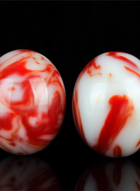 手把件新疆戈壁鸡血玉金丝玉手球把件 圆健身球把玩 和田玉把件