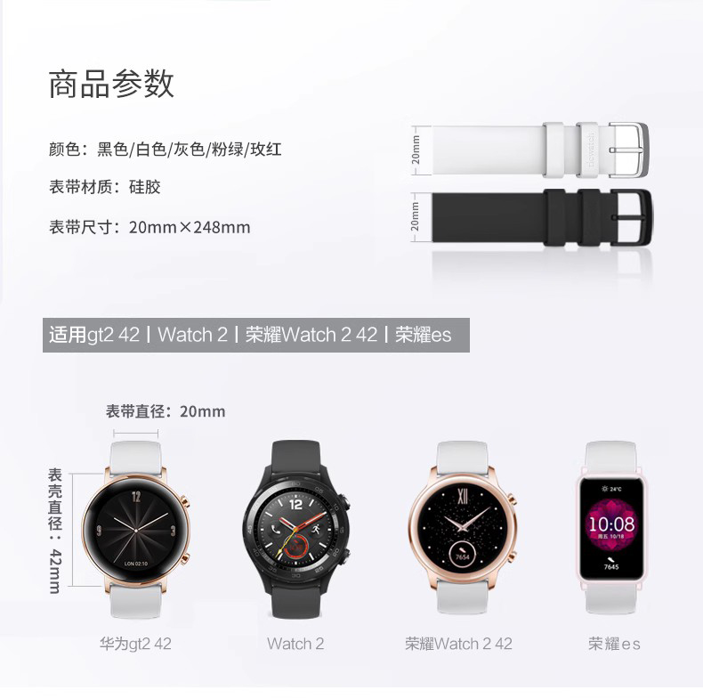 watchband适用华为GT3/2 42mm女款雅致白陶瓷表带 华为GT雅致版硅胶潮流时尚个性 荣耀magic2 46mm非原装配件 - 图3