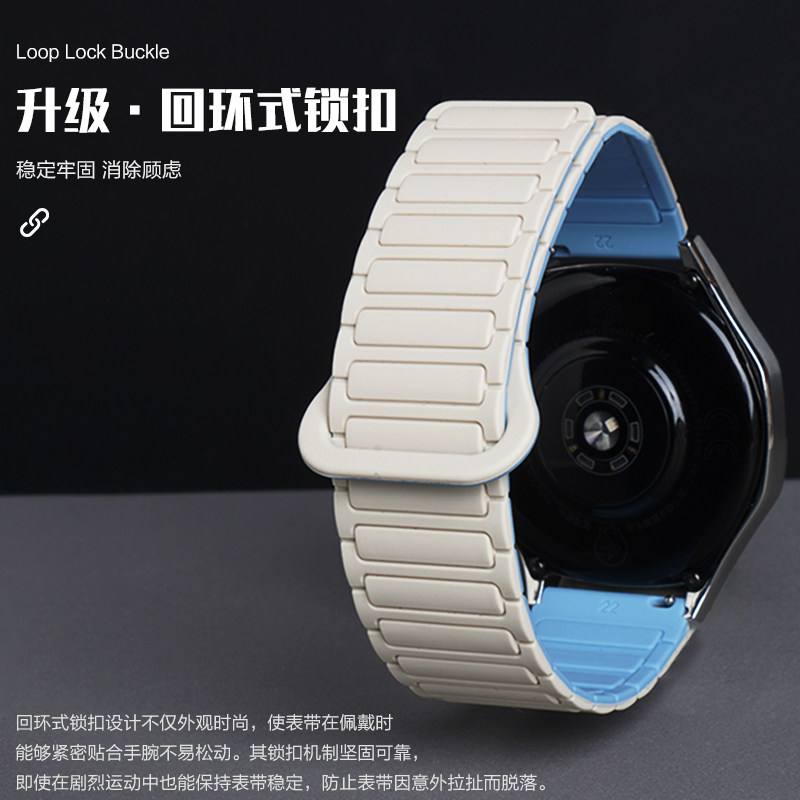适用华为GT6pro手表带watch5陶瓷白watchgt5工字磁吸硅胶回环腕表带5冰晶蓝运动GT4智能GT3女生2pro高级秋冬 - 图0