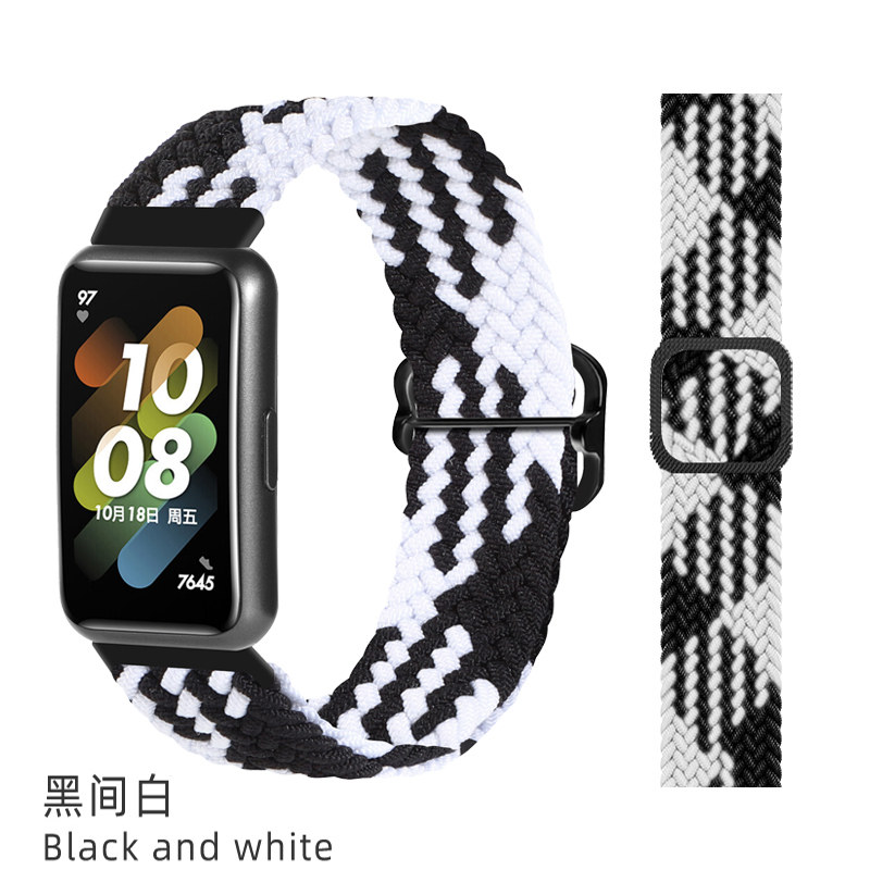 适用华为手环10/9/8滑扣编织表带7/NFC磁吸扣运动智能手表七代编织材质男女款非原装配件替换腕表带春夏