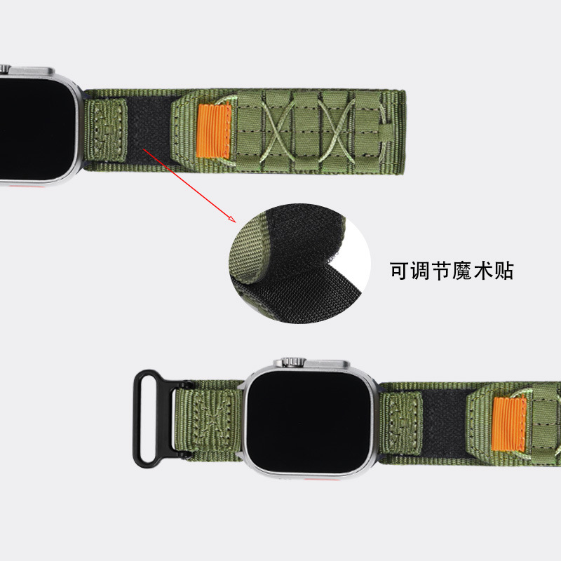 适用苹果手表apple watch S9金属环高山尼龙回环表带iwatch ultra2运动S8智能S7探索版SE小众6创意5男生4腕带-图1