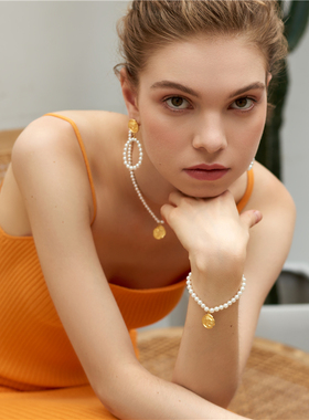 金币ins潮风轻奢夸张珍珠手链