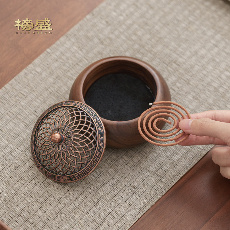 黑胡桃木香炉家用中式实木摆件檀香沉香熏香炉盘香茶道供奉香炉,淘宝优惠券,粉丝福利购,淘宝优惠卷