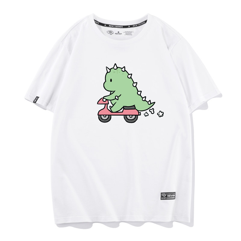 卡通牛油果绿小恐龙少女短袖bf t恤 繁茵T恤