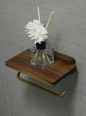 实木免打孔创意置物架纸巾架
