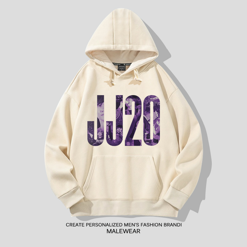 加绒连帽卫衣男士加厚林俊杰JJ20世界巡回演唱会周边冬季新款外套 - 图0