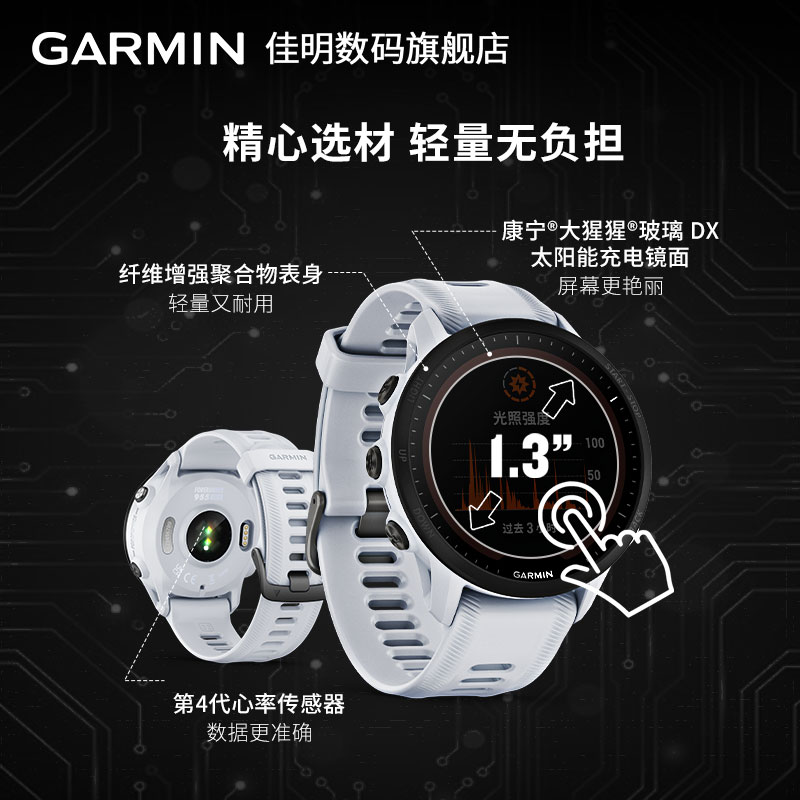 Garmin佳明Forerunner955铁人三项运动手表双频定位户外跑步游泳骑行运动多功能心率智能腕表-图1