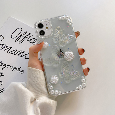 玫瑰蝴蝶适用苹果全系手机壳
