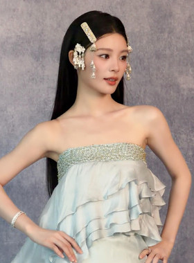 姚晓棠同款铃铛流苏发夹女