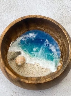 跨境碗里的海世界Handmade oceanbowl装饰品摆件沙滩微观世界礼品