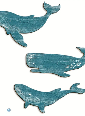 跨境工艺品亚马逊爆款墙面装饰木质家居饰品座头鲸鲨鱼墙饰