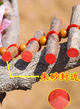 新品桃木枝挂件东南枝摆件葫芦五帝钱真朱砂宝宝婴儿Z童孕妇随身