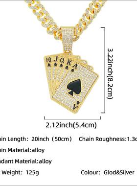 极速Diamond Playing Cartd Pendant Necklace Accessories Penda