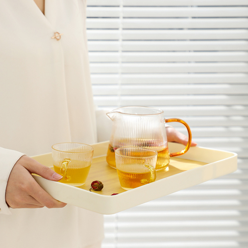 日系仿木纹茶盘家用小型茶杯客厅茶具水杯沥水盘轻奢现代桌托盘-图2