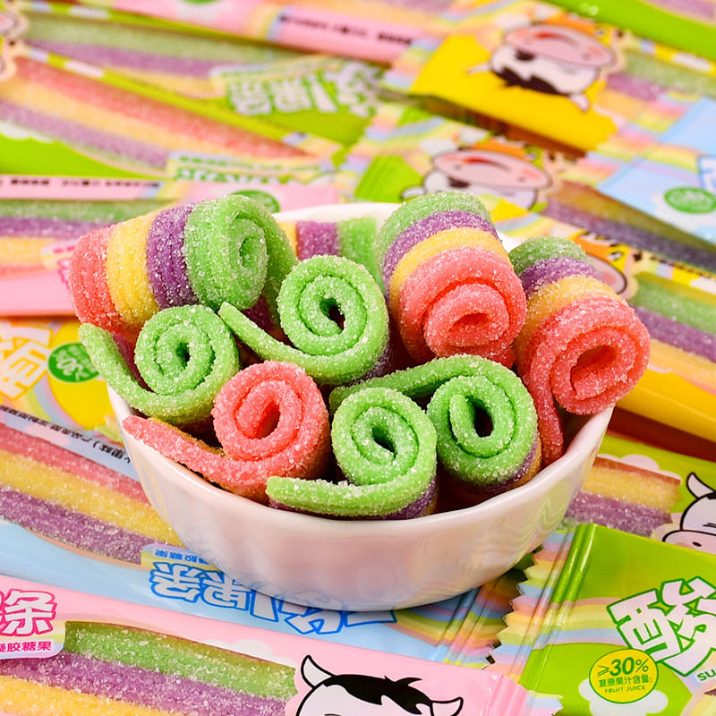 希颜酸果条果汁软糖彩虹卷奖励儿童幼儿园分享零食彩虹橡皮糖批发,淘宝优惠券,粉丝福利购,淘宝优惠卷