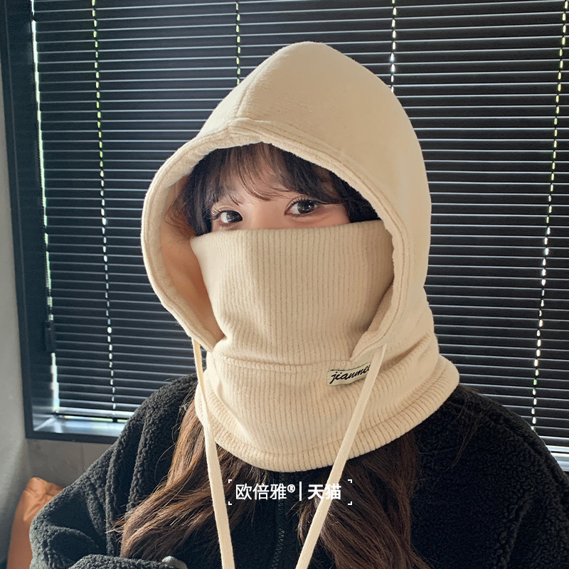 冬天骑车防寒套头帽子女面罩围脖一体保暖护耳加厚棉帽户外雷锋帽
