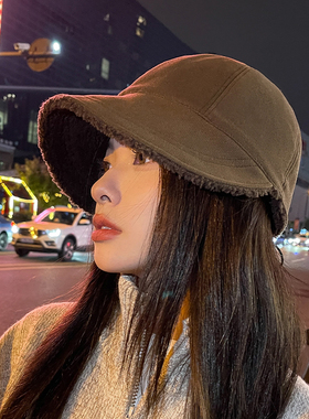 欧倍雅秋冬毛绒渔夫帽逛街女