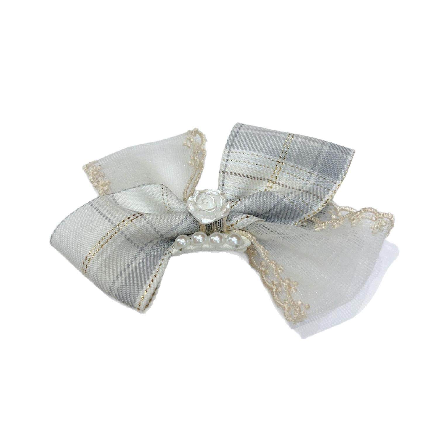 约克夏夹子宠物发饰马尔济斯蝴蝶结发卡灰色格子小狗梳夹比熊狗狗,淘宝优惠券,粉丝福利购,淘宝优惠卷