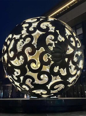 不锈钢雕塑镂空球地球仪大型金属圆球售楼处户外发光W装饰景观摆