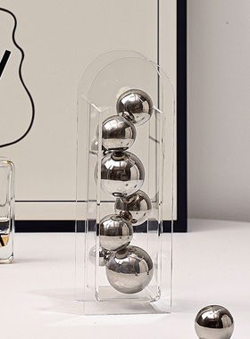 现代客厅电视酒柜艺术p装饰品亚克力金属圆球办公书柜桌面玄关摆