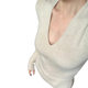 Spring and autumn v-neck slim long-sleeved bottoming sweater top for autumn and winter with high-end milk tea sweater for women
