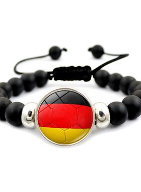 世界杯足球队串珠手链男女潮流时尚黑色手串德国西班牙巴西手饰品