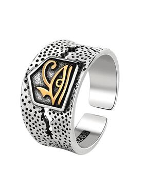 跨境新款荷鲁斯上帝之眼戒指欧美复古个性指环单身开口戒指可调节