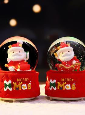 新款跨境圣诞节装饰品圣诞水晶球摆件发光飘雪音乐盒儿童房间装饰