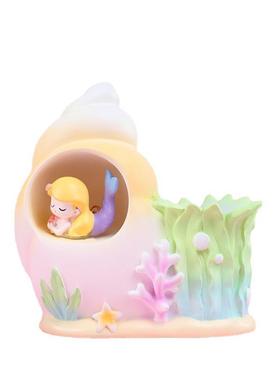 海螺美人鱼笔筒灯发光发亮摆件办公书桌化妆桶桌面装饰礼品