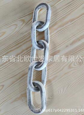木制复古做旧装饰链条锈斑驳复古装饰水洗白链条木质工艺品摆挂件