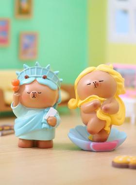 萌趣可爱卡皮巴拉豚豚艺术家潮流盲盒周边手办装饰品摆件厂家直销