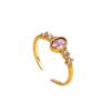 Cross-border new stainless steel jewelry, light luxury and high-end cast oval zircon ring, personalized design ring manufacturer