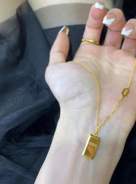 法国george melis招财暴富小金砖项链女s925银时尚轻奢小金条