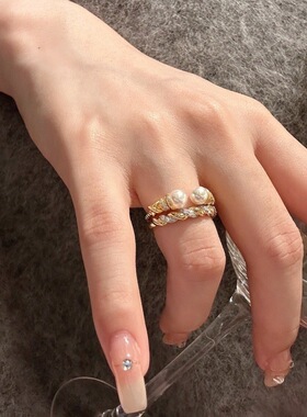 法国entle mottovintae中古风麻花镶钻间色编织戒指女潮s925银叠