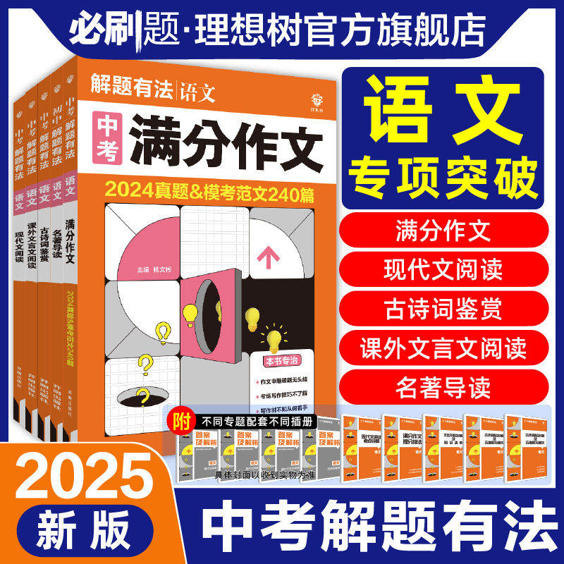理想树2025中考必刷题专项解题有法语文满分作文古诗词名著导读文言文专项训练全国通用初二初三七八九年级教辅资料中考专项复习