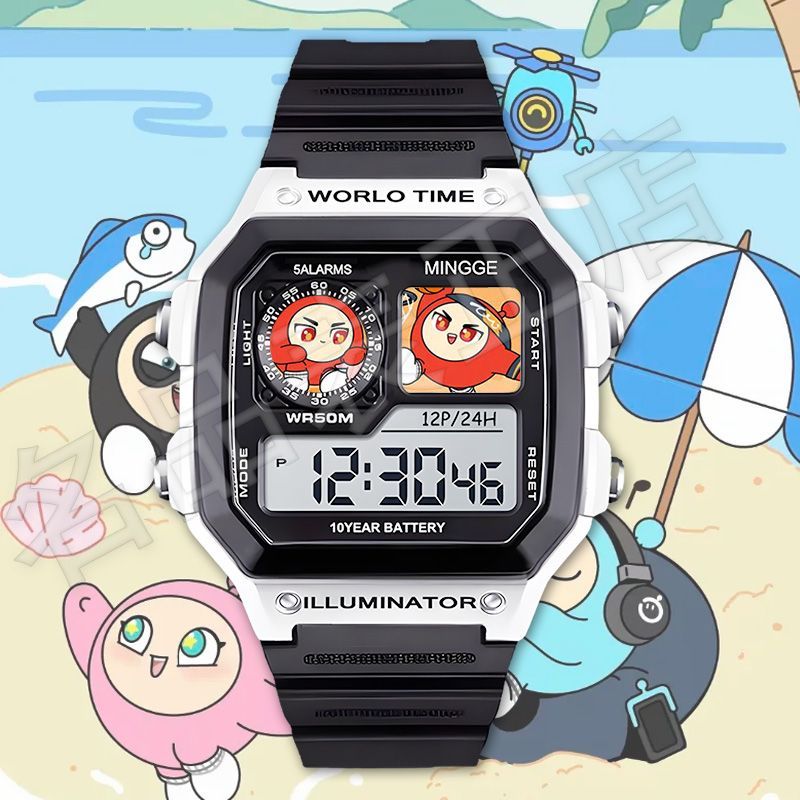 小黑小蓝小粉蛋仔派对手表学生防水电子手表卡通可爱周边男女同款 - 图3