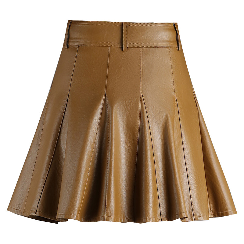 pu皮裙防走光裤裙2021秋冬新款a 悦晨希半身裙