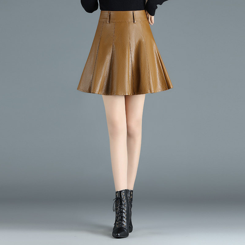 pu皮裙防走光裤裙2021秋冬新款a 悦晨希半身裙