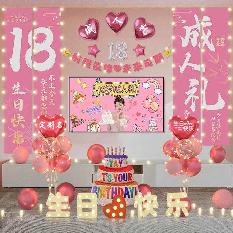 18岁成人礼生日装饰挂布场景布置气球仪式感男女孩派对投屏背景墙,淘宝优惠券,粉丝福利购,淘宝优惠卷