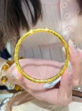 金包银爆闪碎冰冰手镯女实心素圈