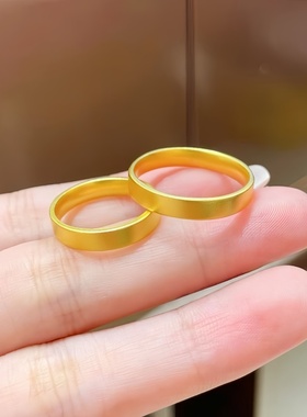 水贝黄金店同款金包银平底戒指女