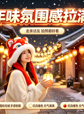 >醒狮帽子女秋冬加厚毛绒护耳帽