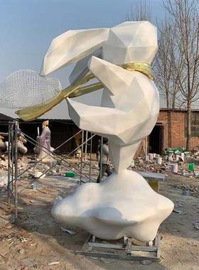 玻璃钢雕塑定制大型几何动物抽象块切面熊鹿兔子摆件户外园林景观