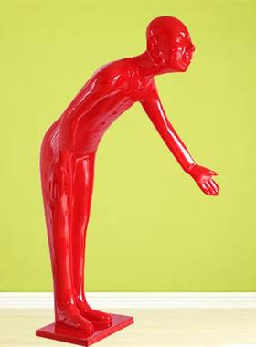 玻璃钢鞠躬迎宾人物雕塑酒店餐厅开业礼门口招财树脂落地摆件