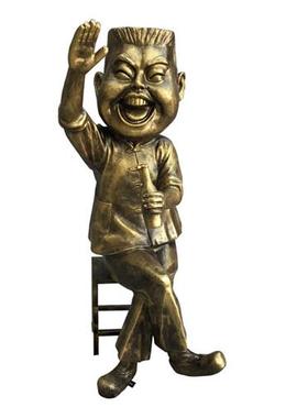 迎宾玻璃钢人物雕塑招财开业送礼装饰小儿掌柜人物落地大摆件户外