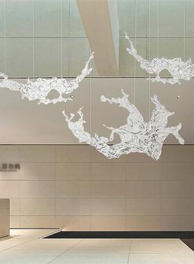 现代透明树脂浪花雕塑吊饰婚庆大堂天花板别墅软装悬空中水花挂件