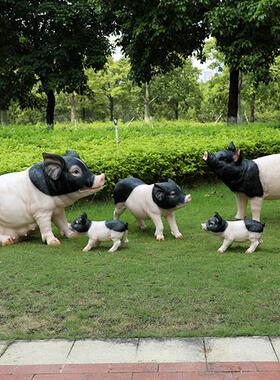 玻璃钢仿真猪雕塑幼儿园草坪农家庭院小猪动物模型景观装饰大摆件
