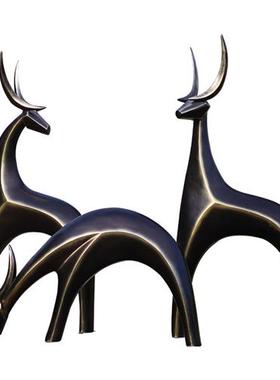 户外玻璃钢鹿雕塑售楼处小区草坪装饰景观小品仿不锈钢梅花鹿摆件